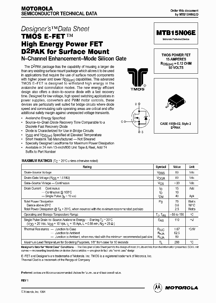 MTB15N06ED_313610.PDF Datasheet