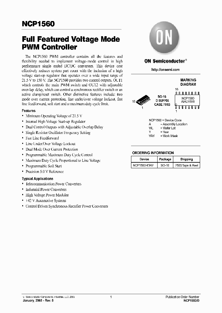 NCP1560HDR2_355184.PDF Datasheet