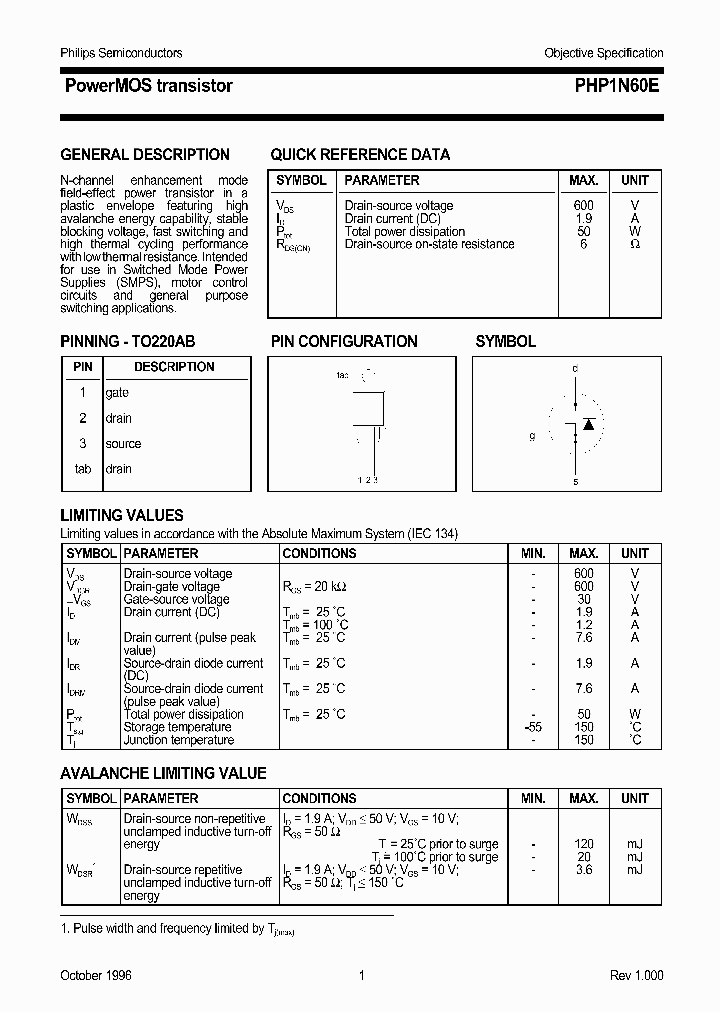 PHP1N60E_342856.PDF Datasheet