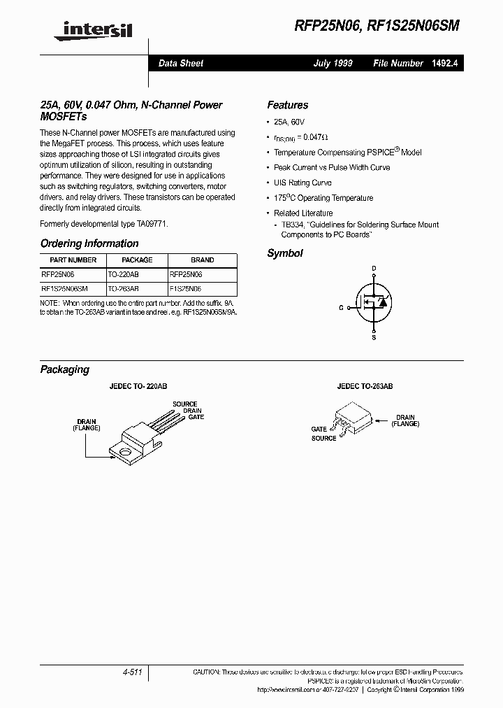 RF1S25N06SM_322441.PDF Datasheet