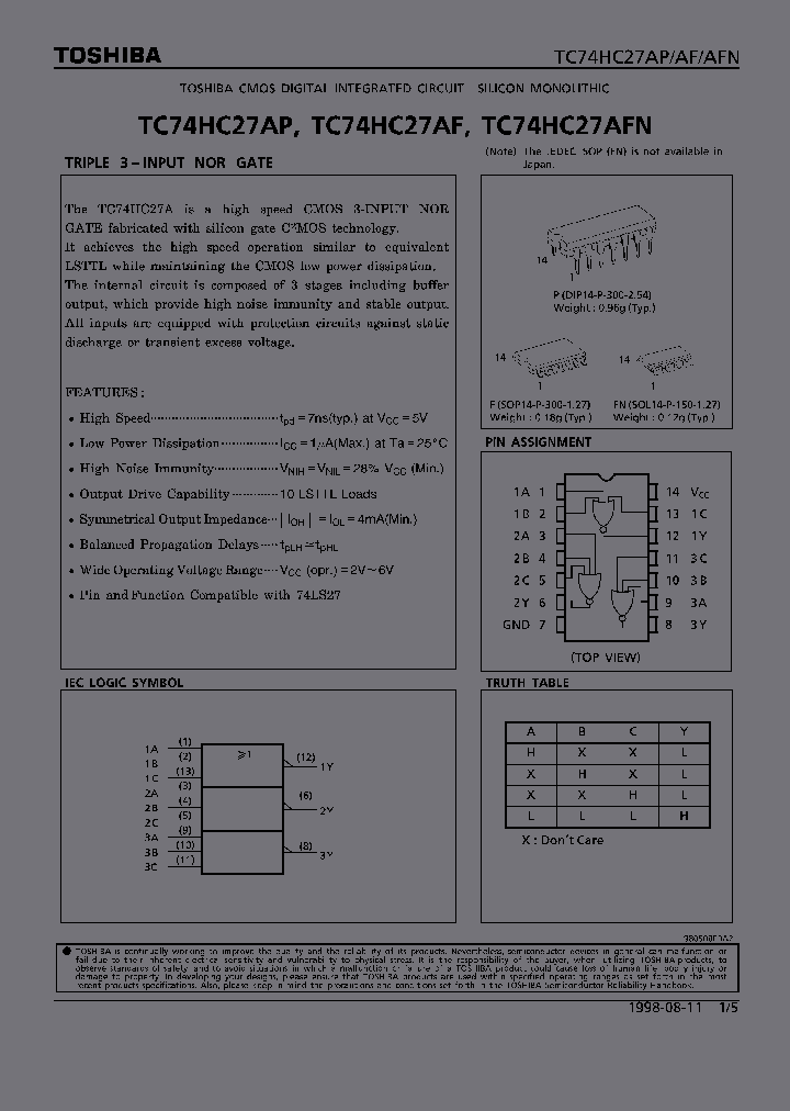 TC74HC27AFN_350383.PDF Datasheet