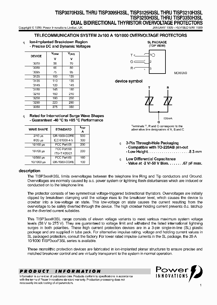 TISP3250H3_331777.PDF Datasheet