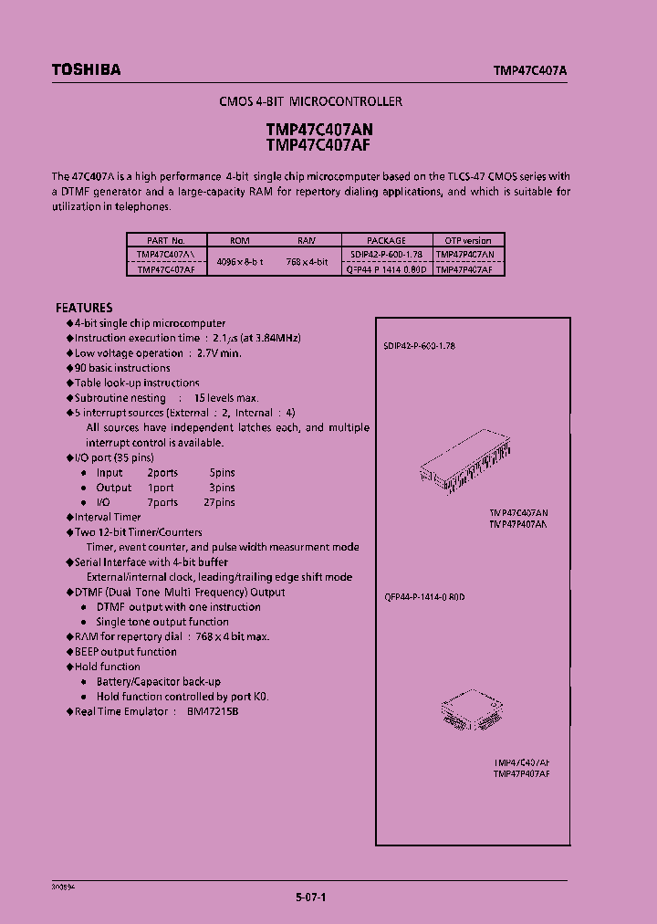 TMP47C407AF_349120.PDF Datasheet