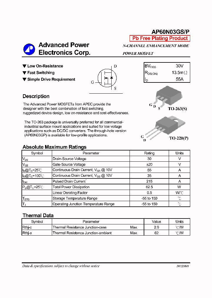 AP60N03GP_423480.PDF Datasheet