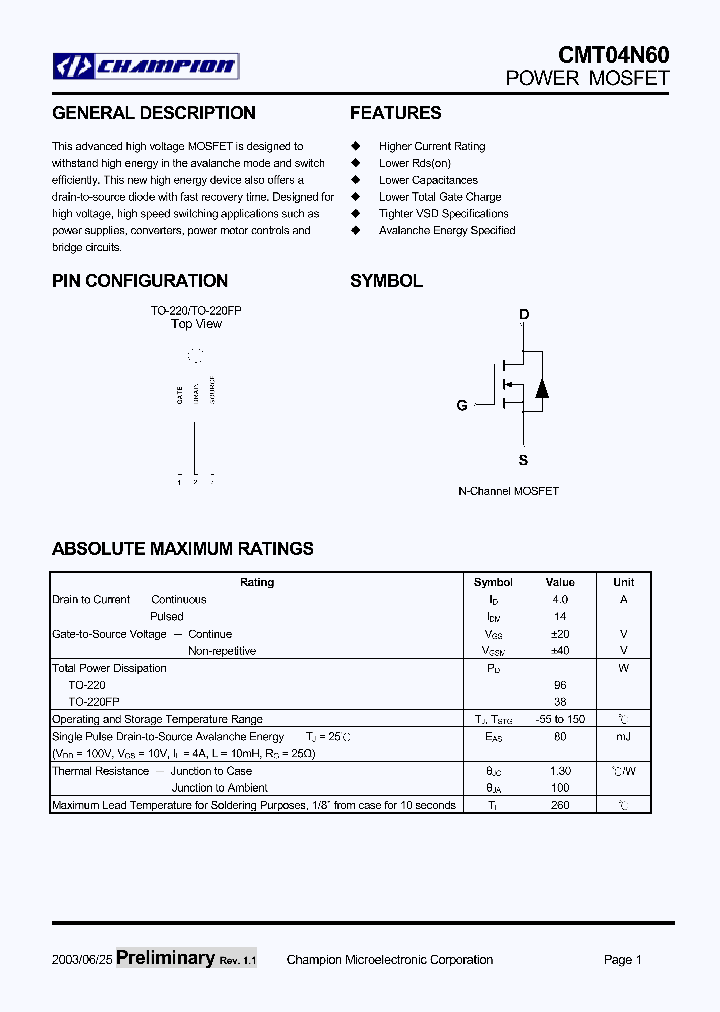 CMT04N60_432987.PDF Datasheet