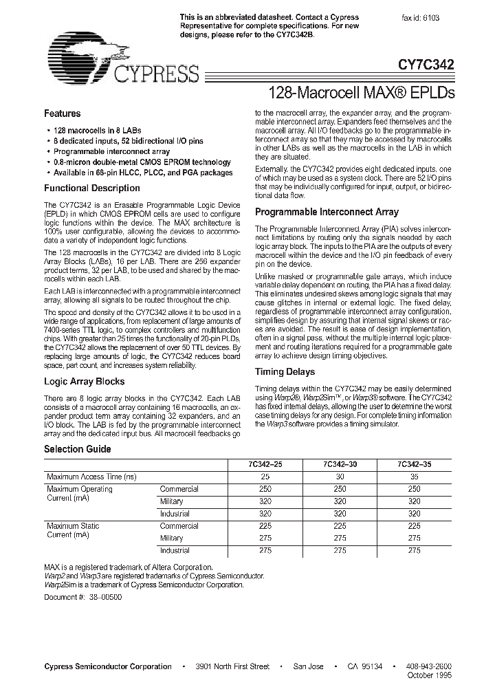 CY7C342_395845.PDF Datasheet