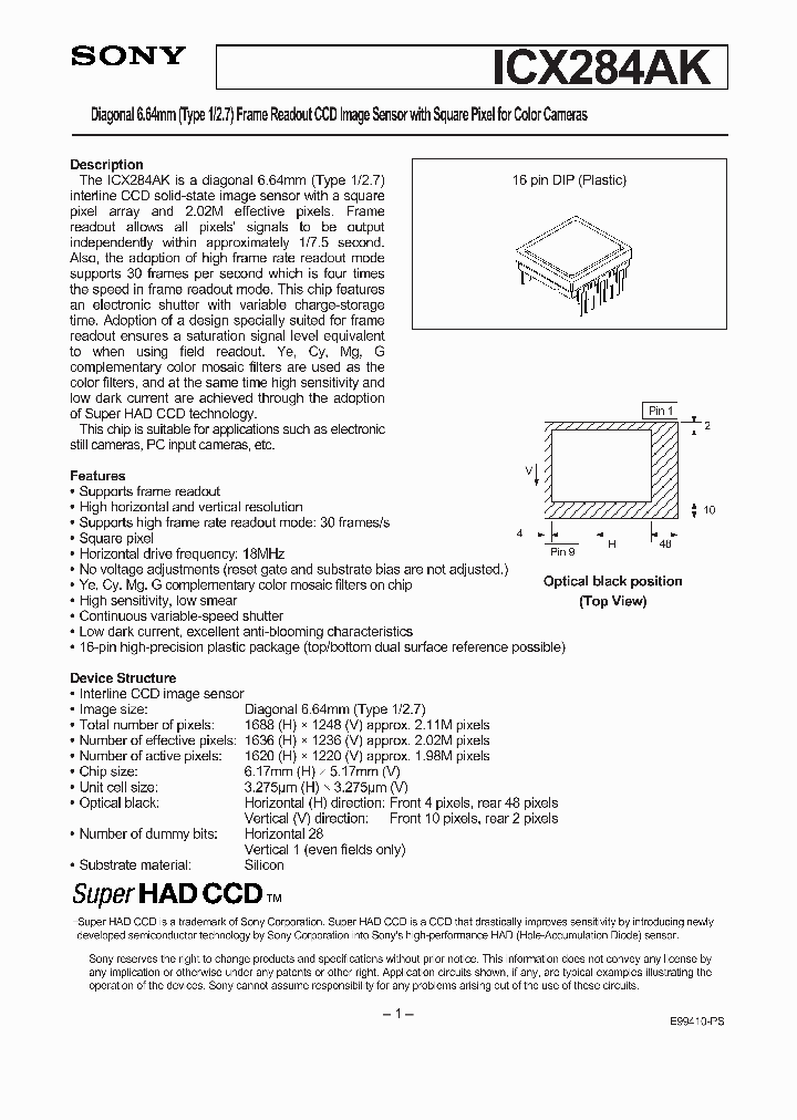 ICX284AK_408277.PDF Datasheet
