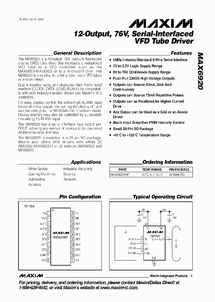 MAX6920_397360.PDF Datasheet