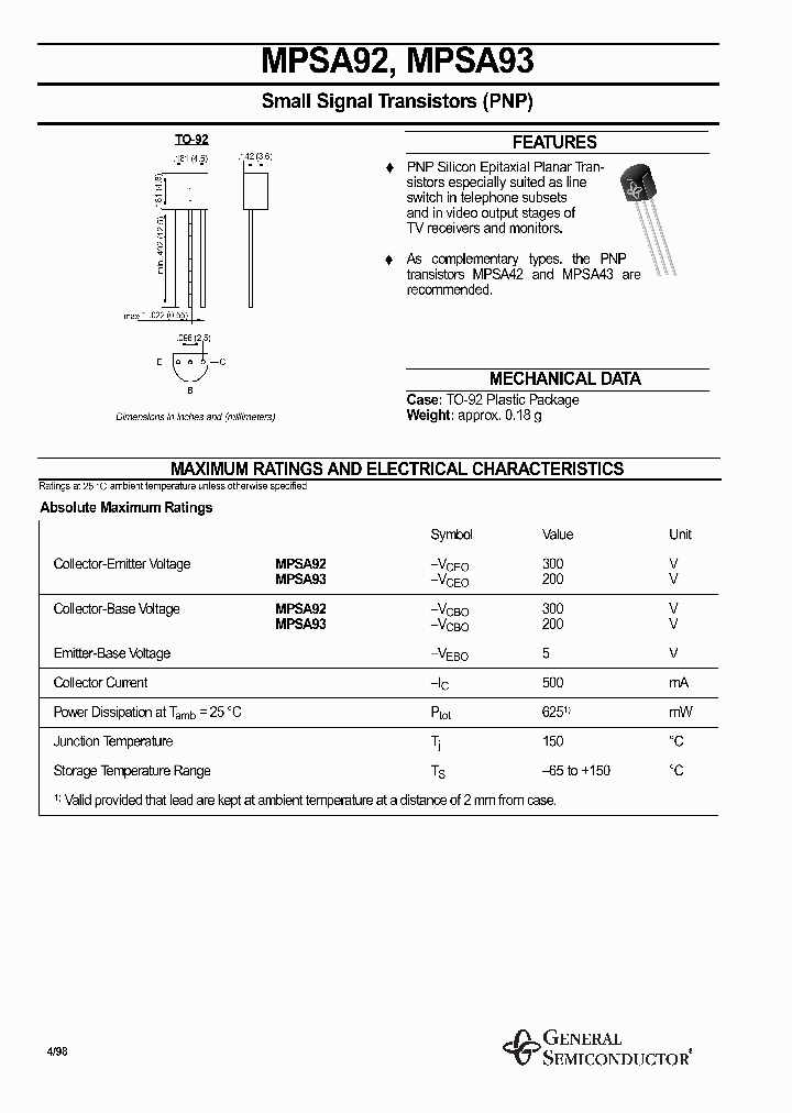 MPSA92_426494.PDF Datasheet