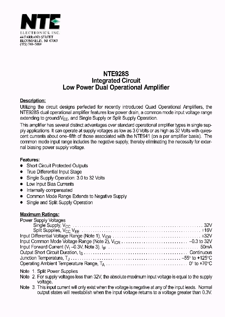 NTE928S_268373.PDF Datasheet