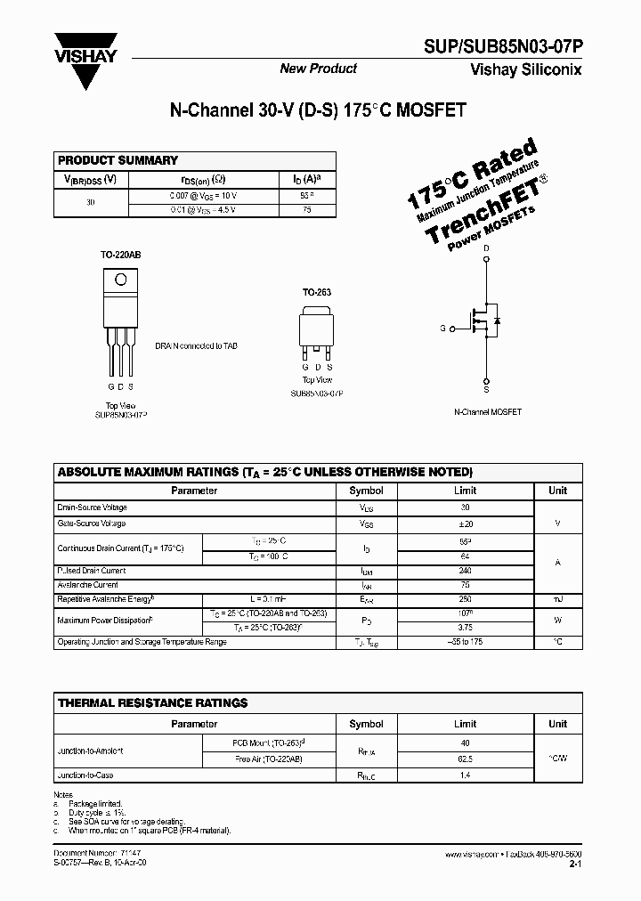 SUB85N03-07P_397947.PDF Datasheet