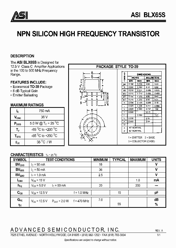 BLX65S_480961.PDF Datasheet