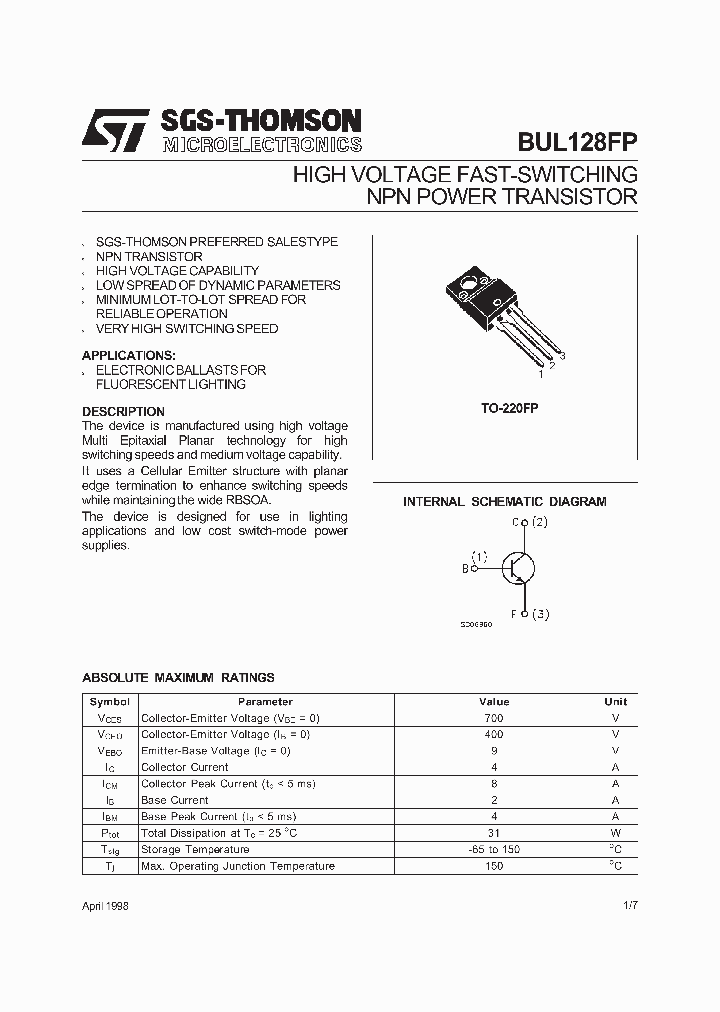 BUL128FP_59684.PDF Datasheet