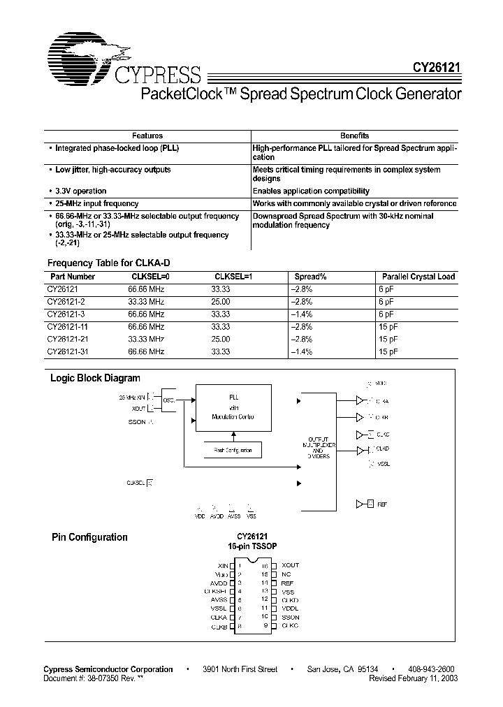 CY26121_455385.PDF Datasheet