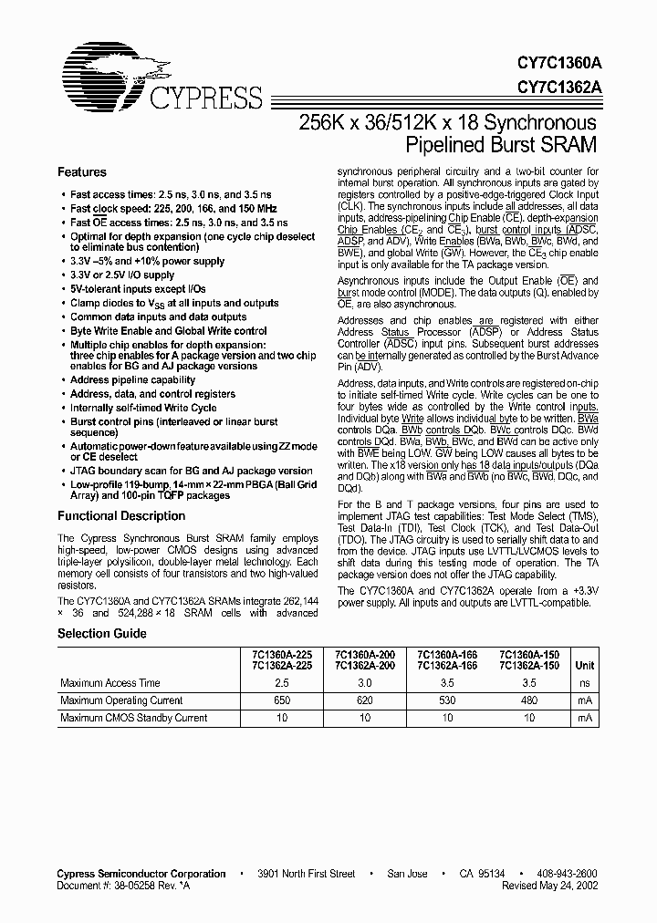 CY7C1360A_462190.PDF Datasheet