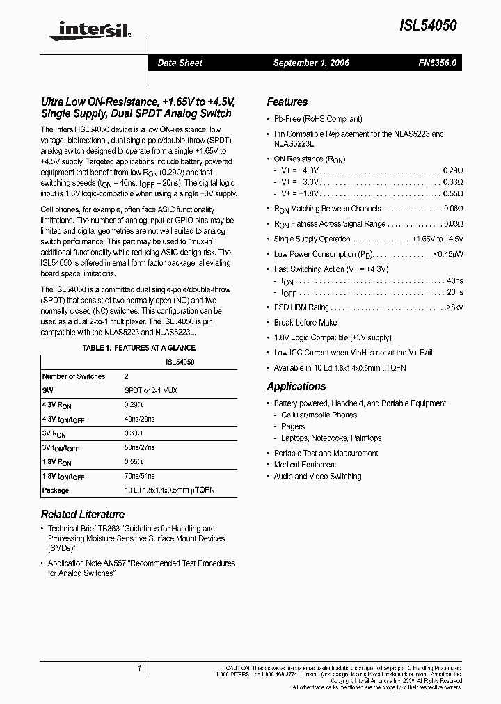 ISL54050_477835.PDF Datasheet