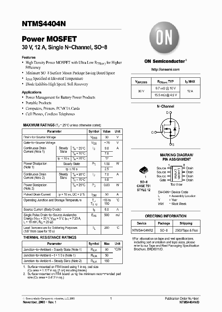 NTMS4404_65557.PDF Datasheet