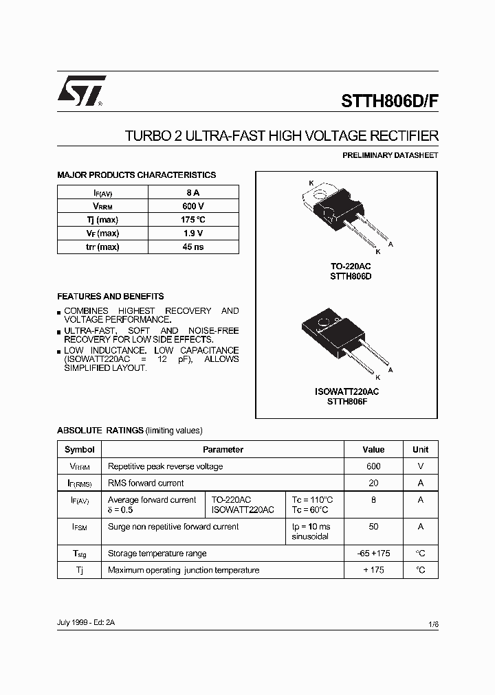 STTH806F_468115.PDF Datasheet