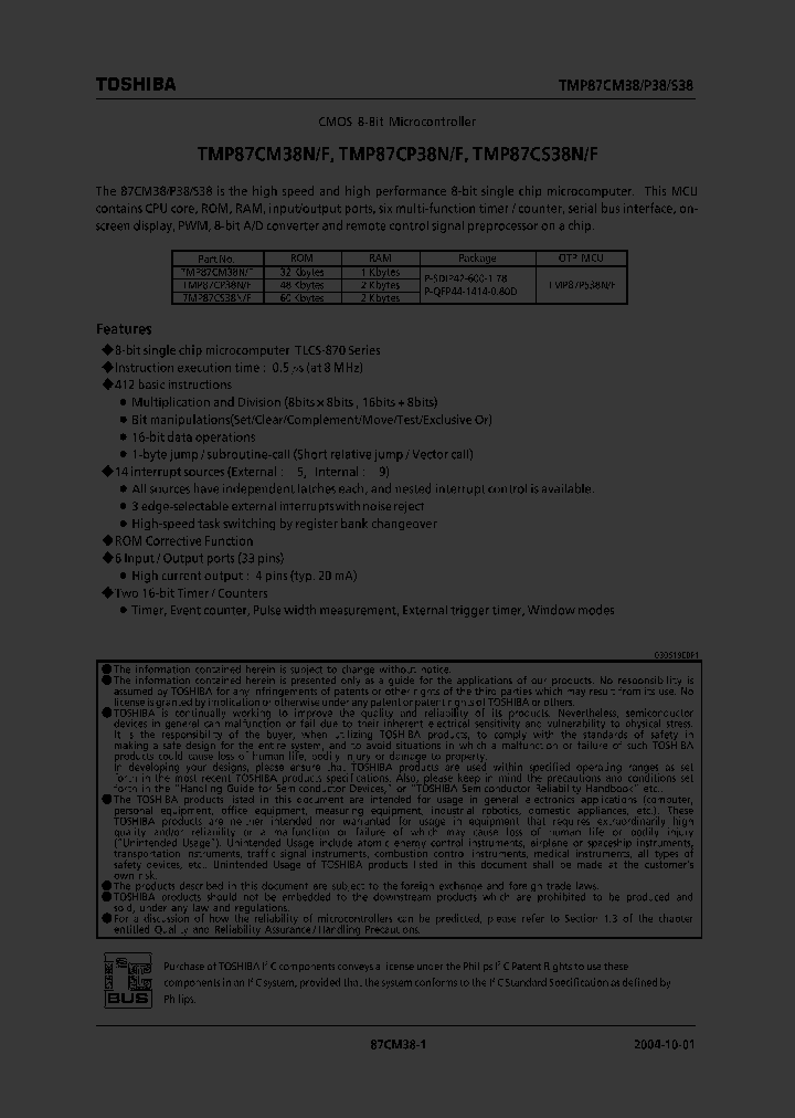 TMP87PS38N_441140.PDF Datasheet