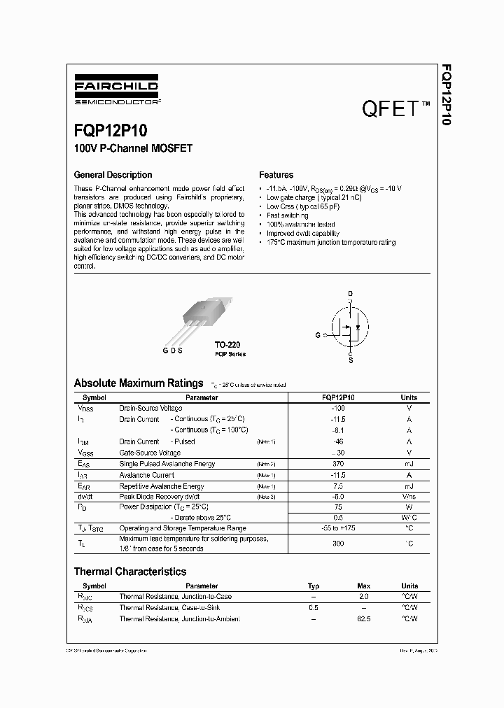 FQP12P10_499044.PDF Datasheet