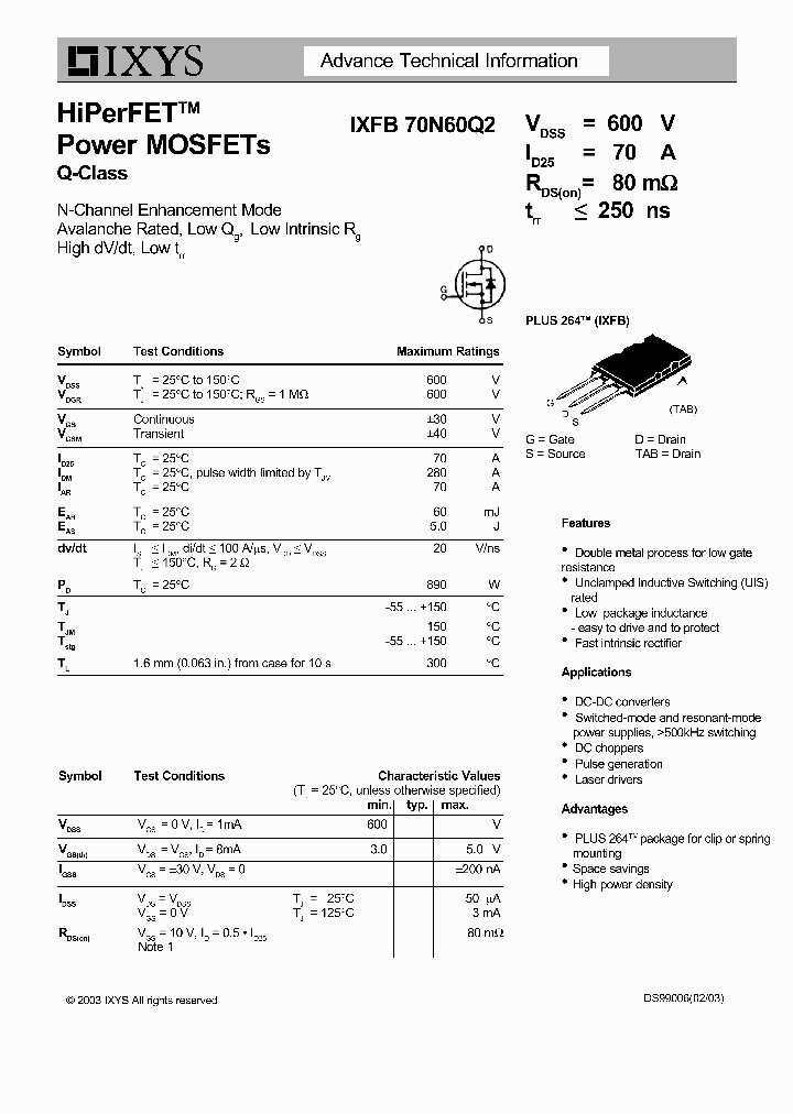 IXFB70N60Q2_496529.PDF Datasheet