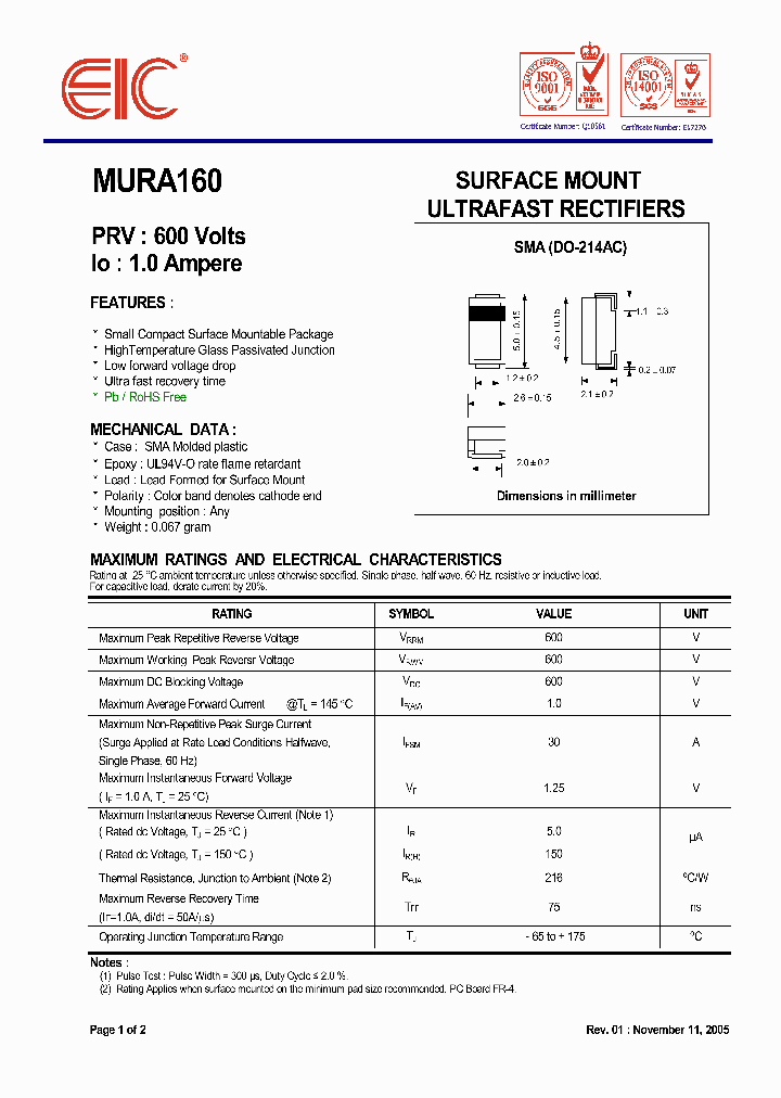 MURA160_540725.PDF Datasheet