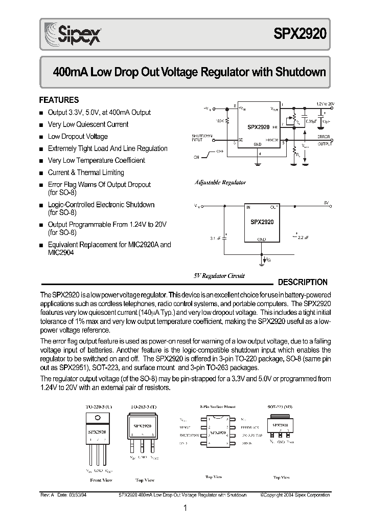 SPX2920U-33_501159.PDF Datasheet