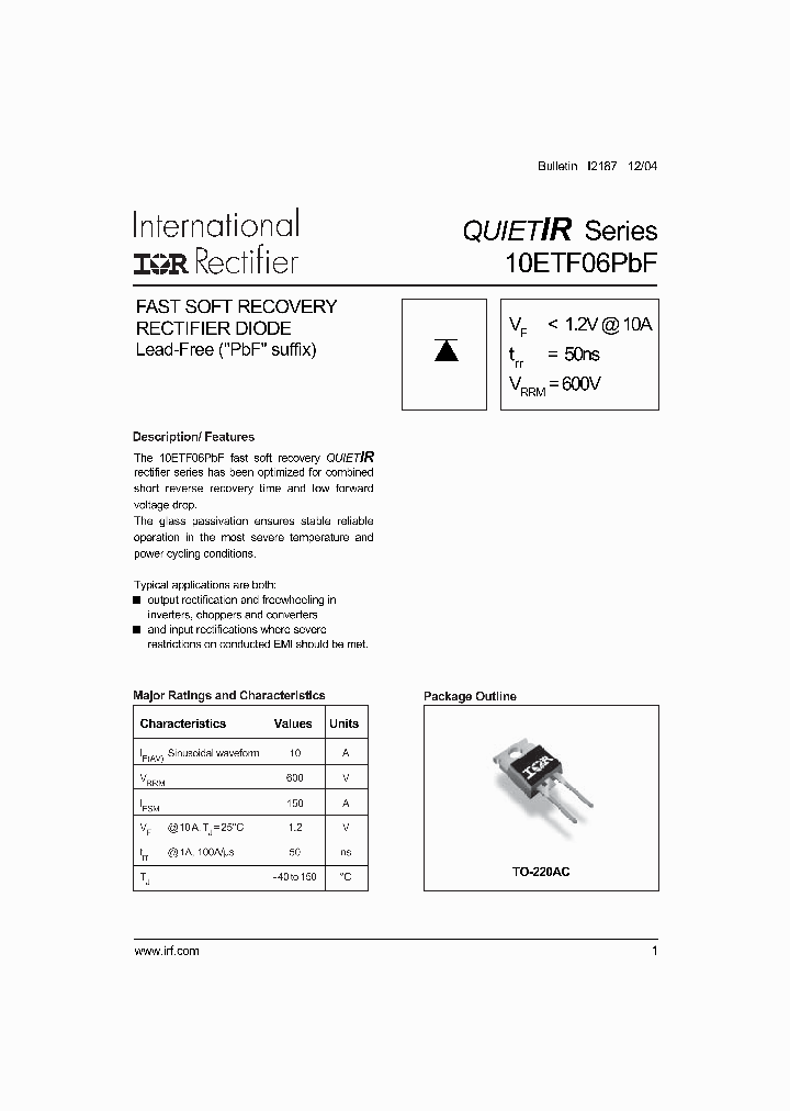 10ETF06PBF_710256.PDF Datasheet