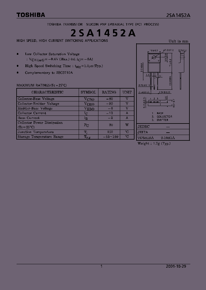 2SA1452A_607529.PDF Datasheet