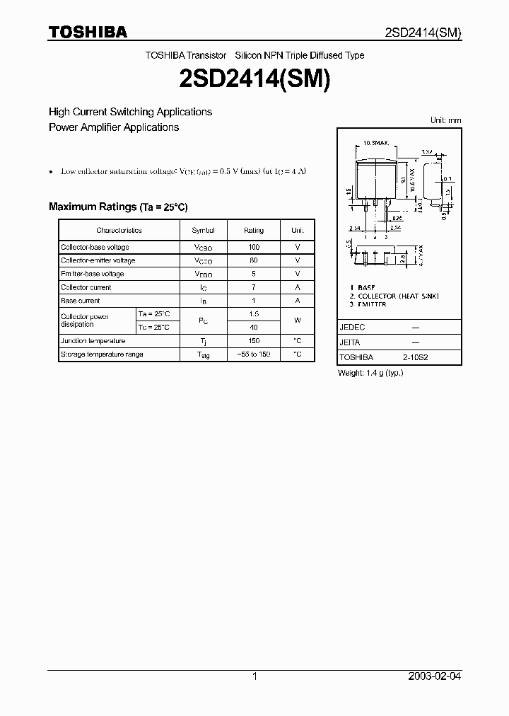 2SD2414SM_562881.PDF Datasheet