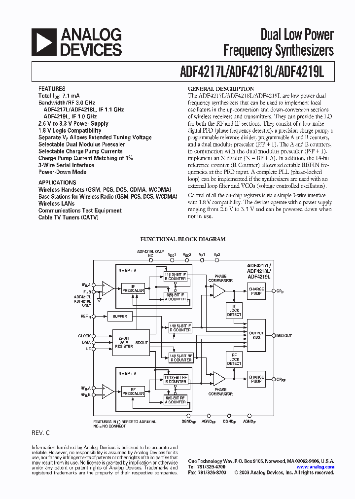 ADF4219LBRU_614833.PDF Datasheet