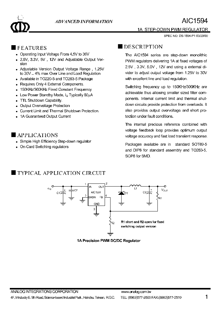 AIC1594A-33CM_627716.PDF Datasheet