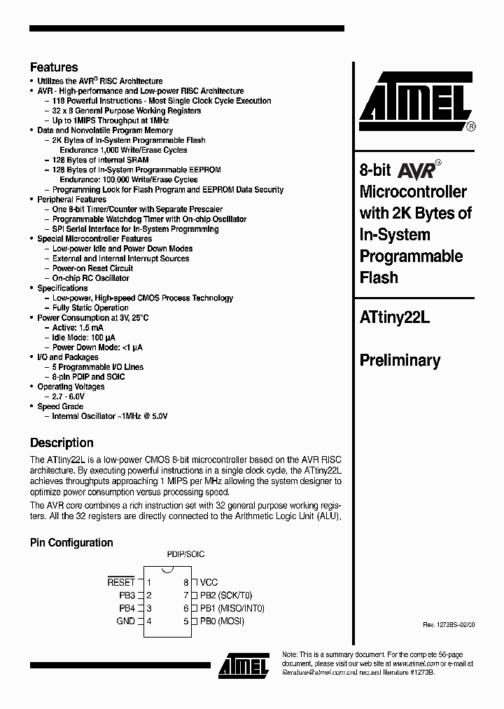 ATTINY22L_631104.PDF Datasheet