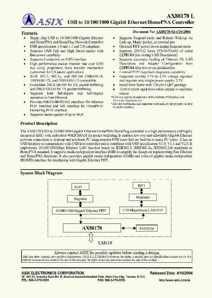 AX88178L_657655.PDF Datasheet