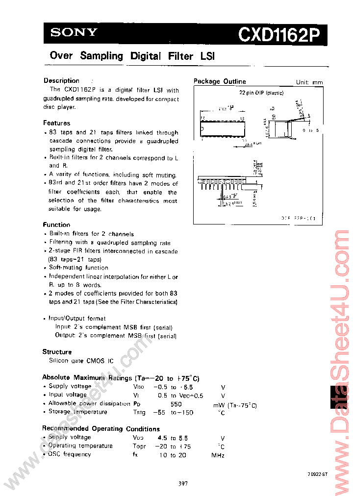 CXD1162P_577697.PDF Datasheet