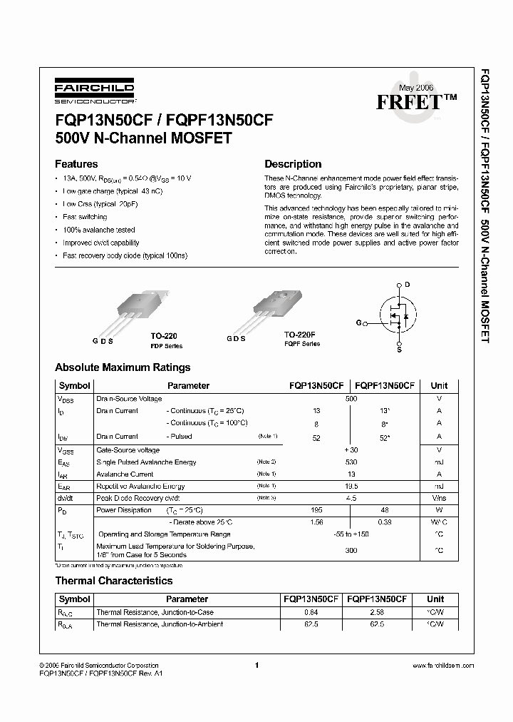 FQP13N50CF_732024.PDF Datasheet