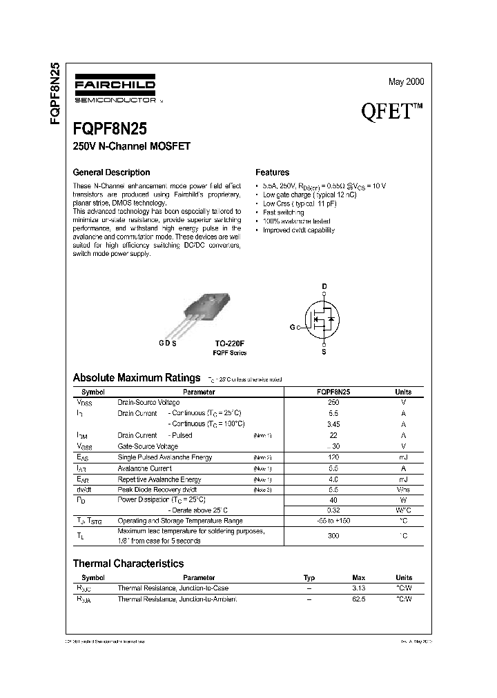 FQPF8N25_636670.PDF Datasheet