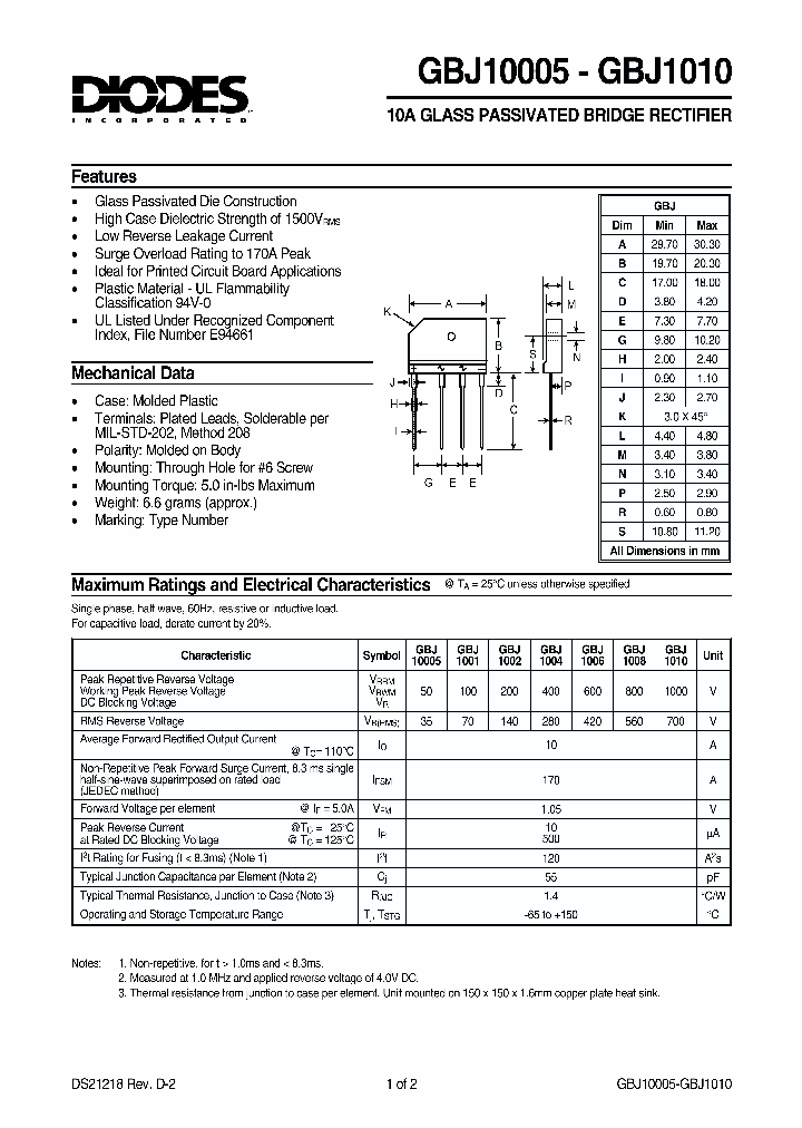 GBJ1010_734264.PDF Datasheet