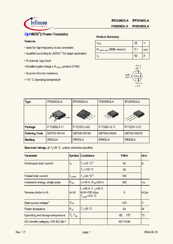IPD05N03LA_313876.PDF Datasheet