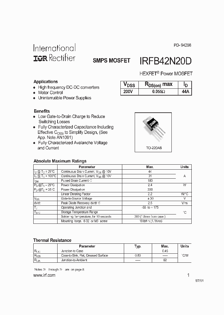 IRFB42N20D_575438.PDF Datasheet