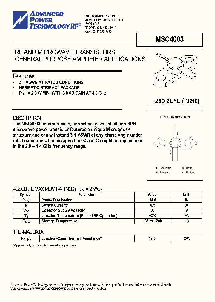 MSC4003_647570.PDF Datasheet