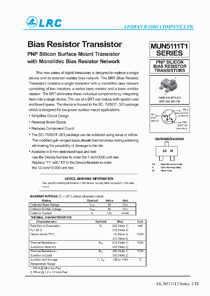 MUN5111T1_585083.PDF Datasheet