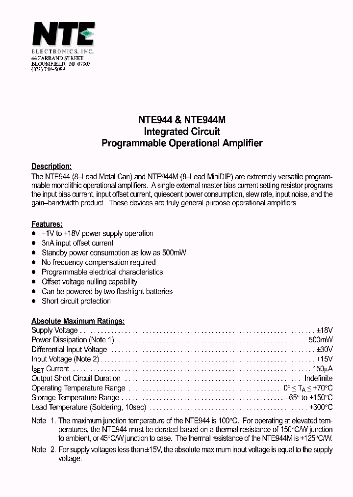 NTE944M_646885.PDF Datasheet