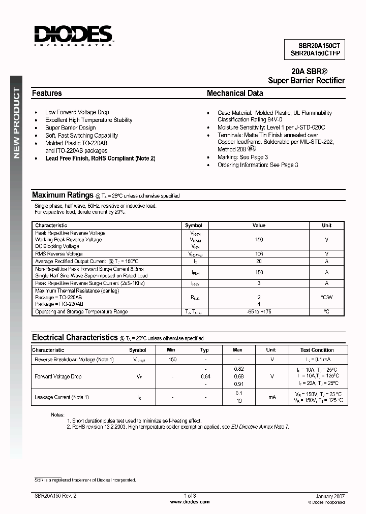 SBR20A150CTFP_724225.PDF Datasheet