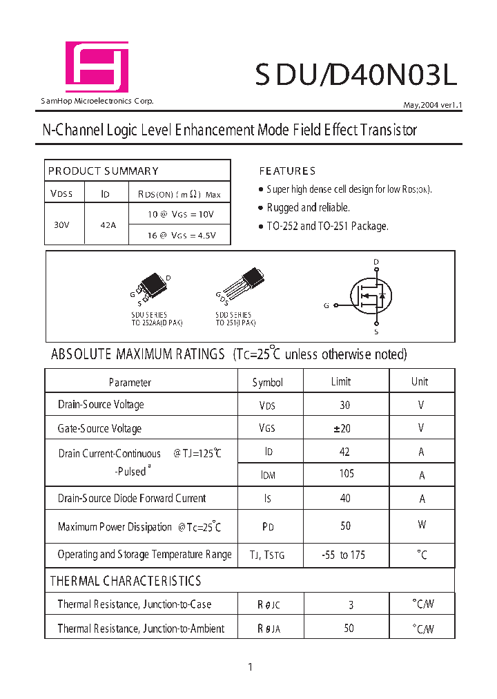 SDU40N03L_636739.PDF Datasheet