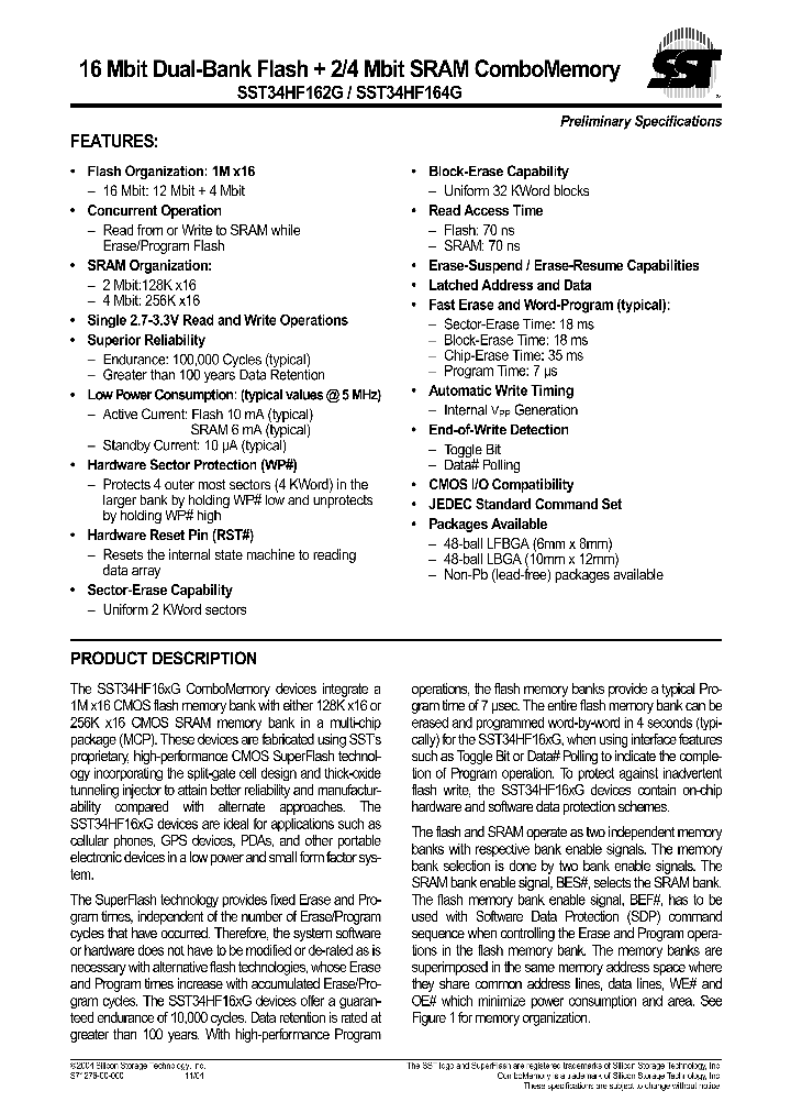 SST34HF162G-70-4E-LBK_735066.PDF Datasheet