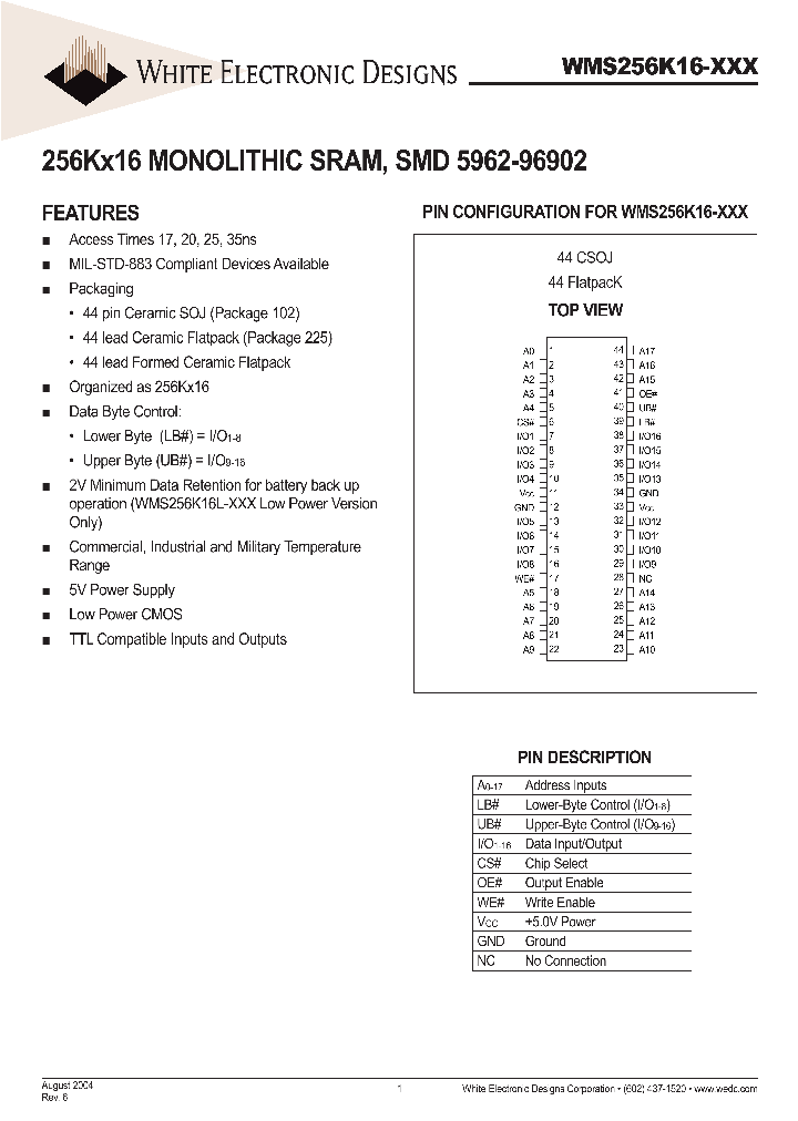 WMS256K16L-17DLMA_651842.PDF Datasheet