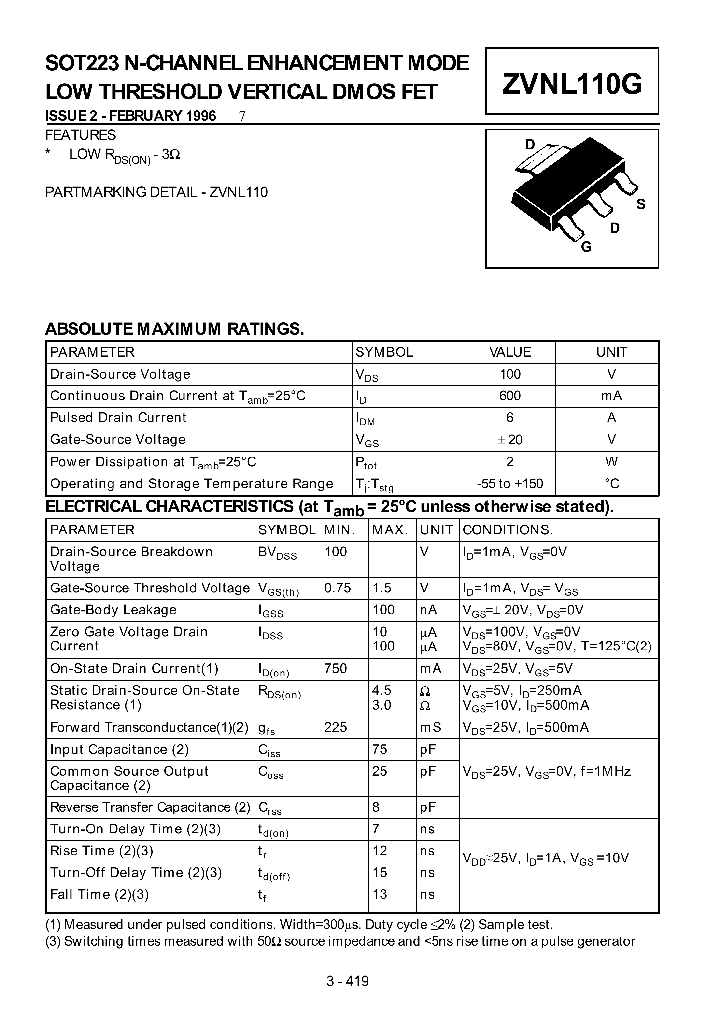 ZVNL110G_607697.PDF Datasheet