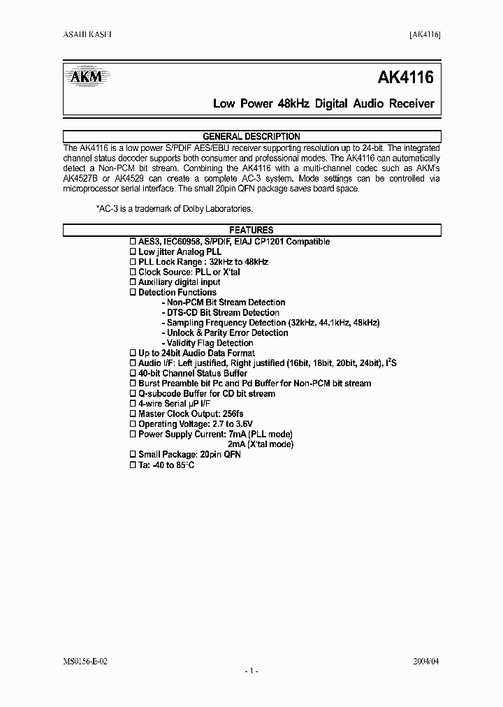 AK4116_1111171.PDF Datasheet