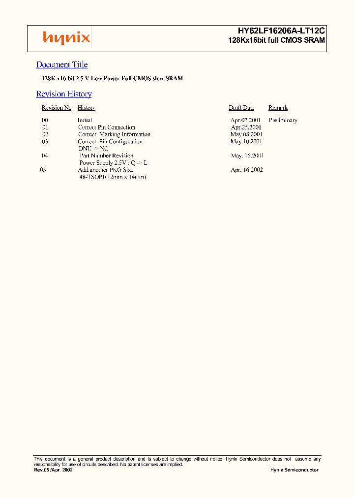 HY62LF16206A_683215.PDF Datasheet